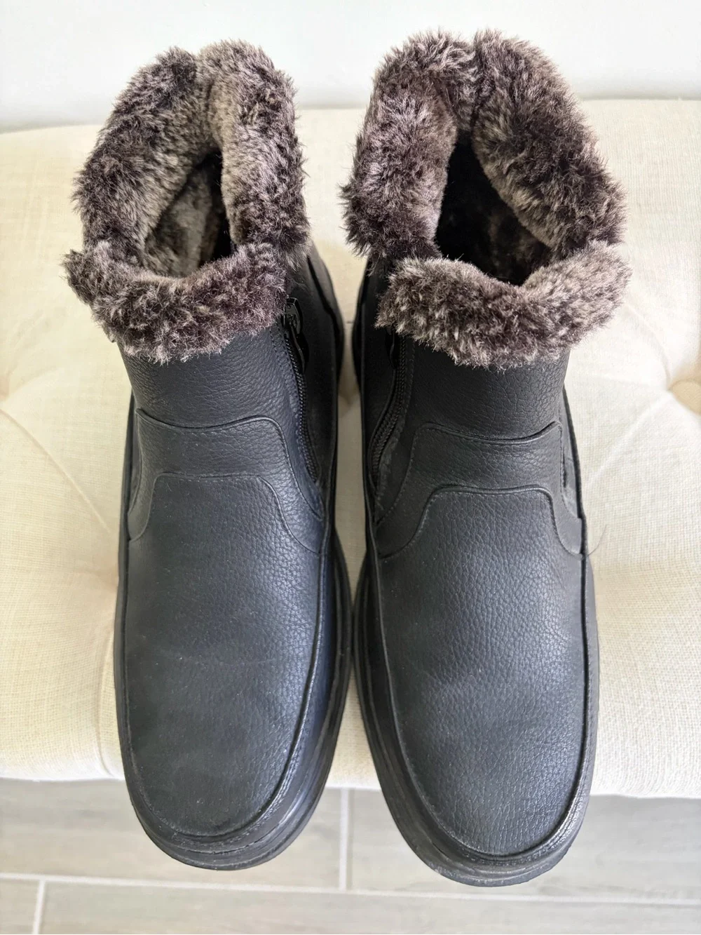 Black Fur-Trim Ankle Boots - Men